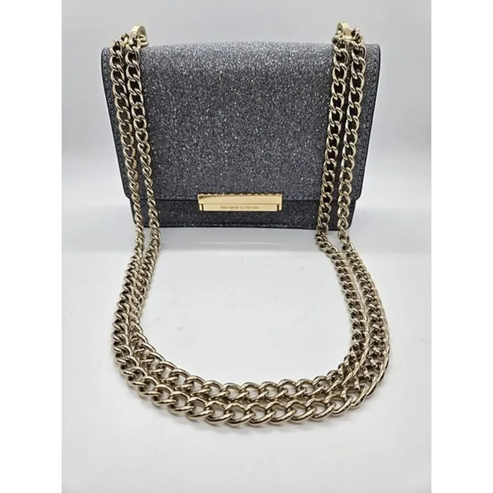 Kate Spade New York Burgess Court Grey Sparkle Chain Shoulder Crossbody Bag
